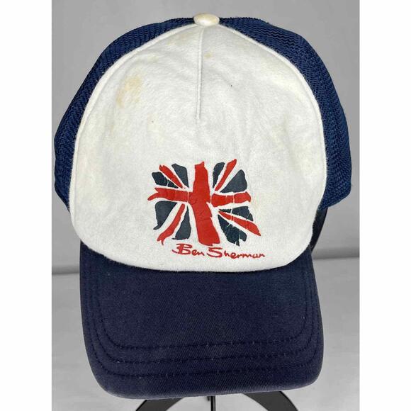 Ben Sherman Unisex Trucker Hat Blue White Snapback Adjustable 100% Cotton Caps - Picture 1 of 9